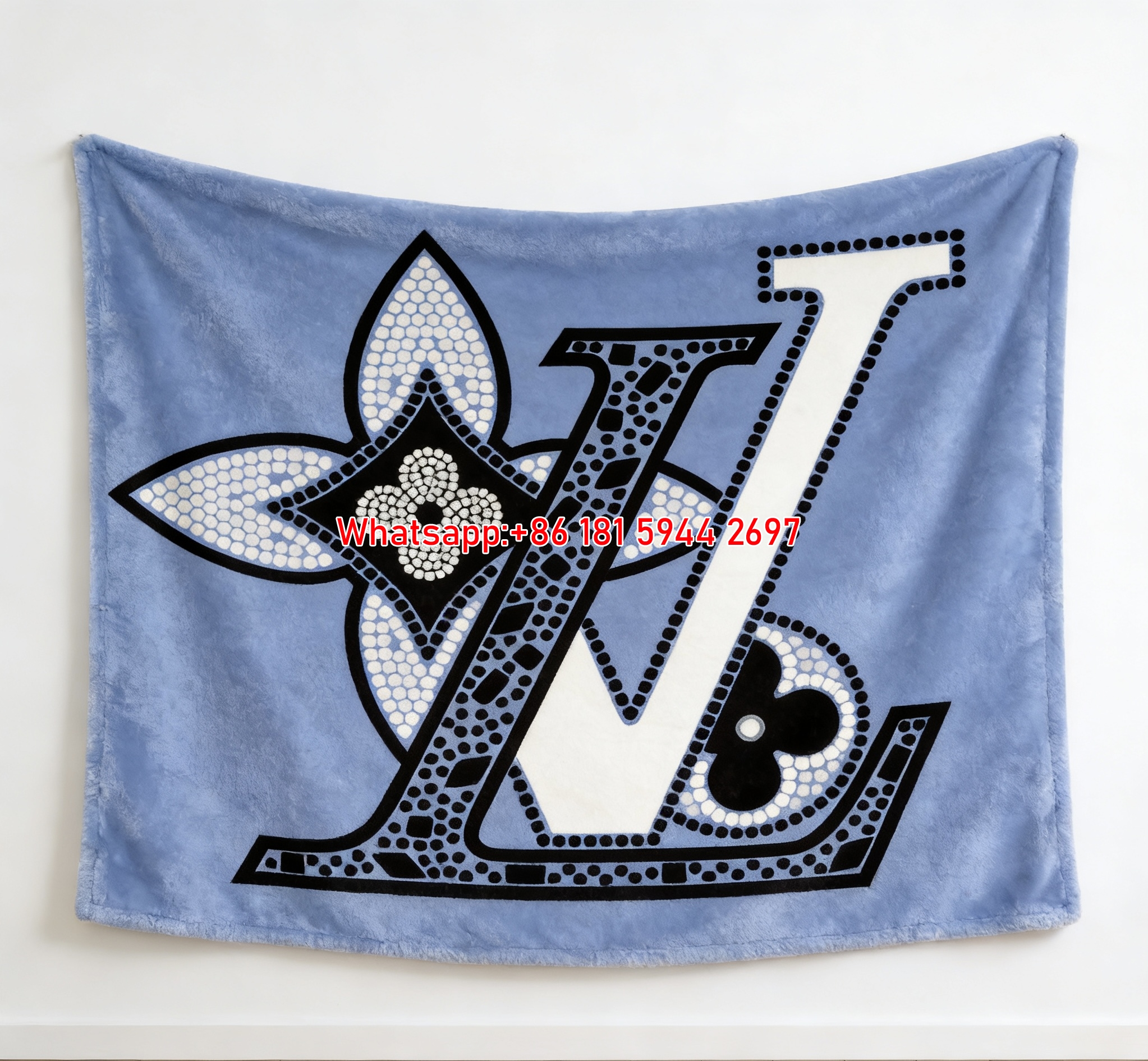 LV Dotted Monogram Blanket Blue LV Dot Art Blanket 088